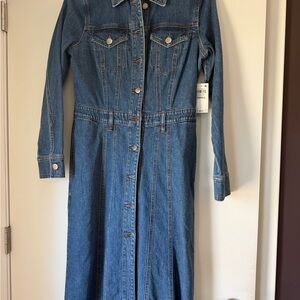 Denim Long Sleeve Button-Up Dress